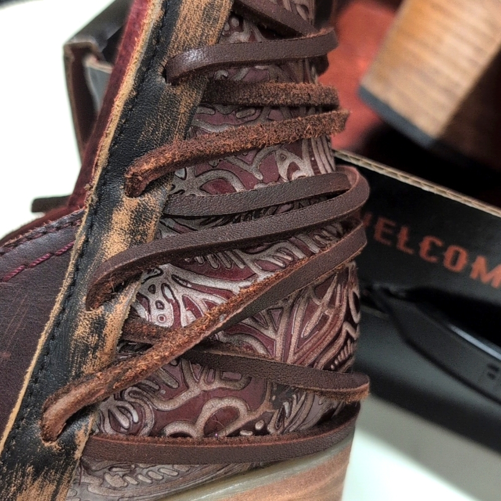 Freebird by Steven Burgundy and Tan Heeled Boots - Picture 12 of 12